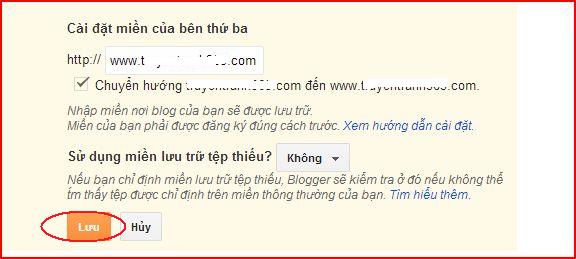 hướng dẫn trỏ tên miền tới blogspot