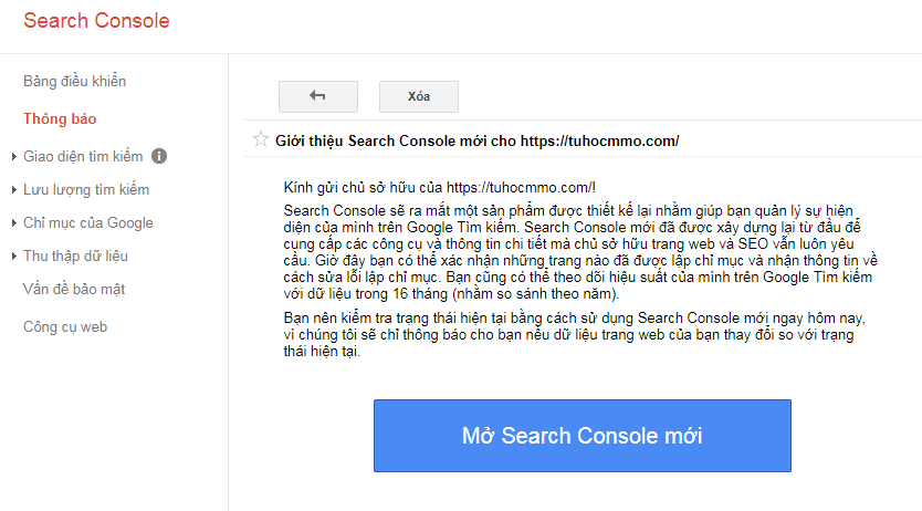 tìm hiểu google search console beta mới