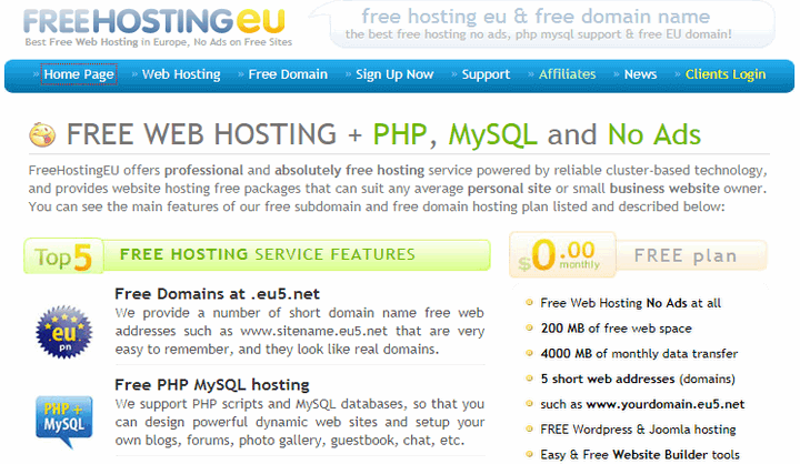 đăng ký hosting miễn phí tốt nhất