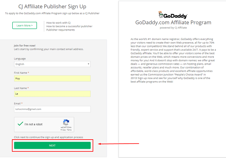 Hướng dẫn kiếm tiền Affiliate GoDaddy chi tiết cho người mới