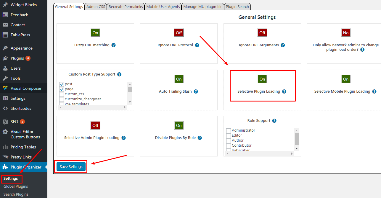 tắt plugin không sử dụng với plugin organizer